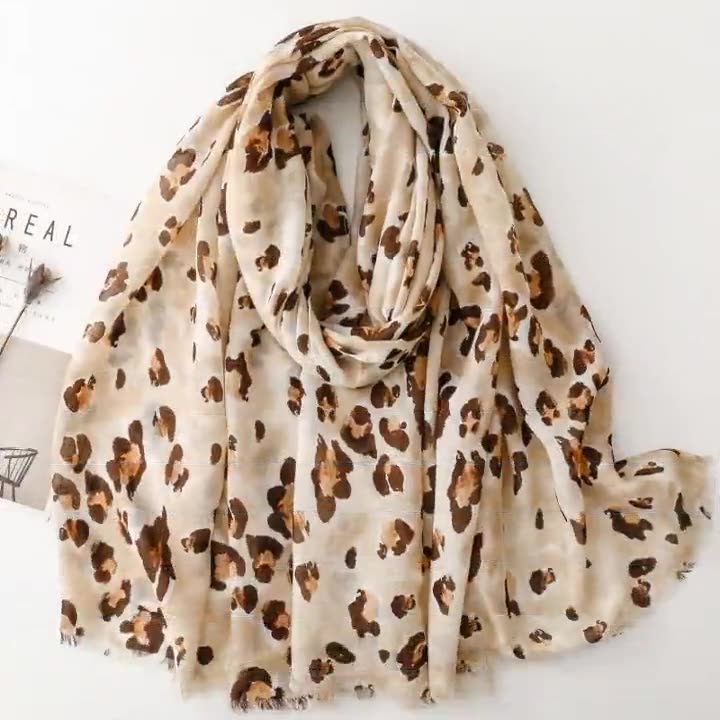 Leopard print cotton scarf wholesale