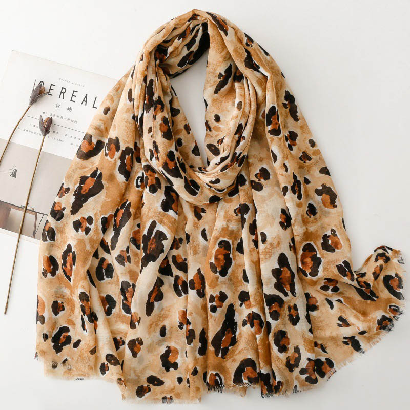 Leopard print cotton scarf wholesale