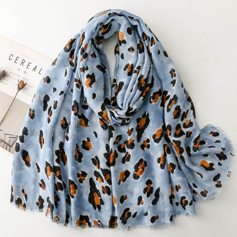 Leopard print cotton scarf wholesale