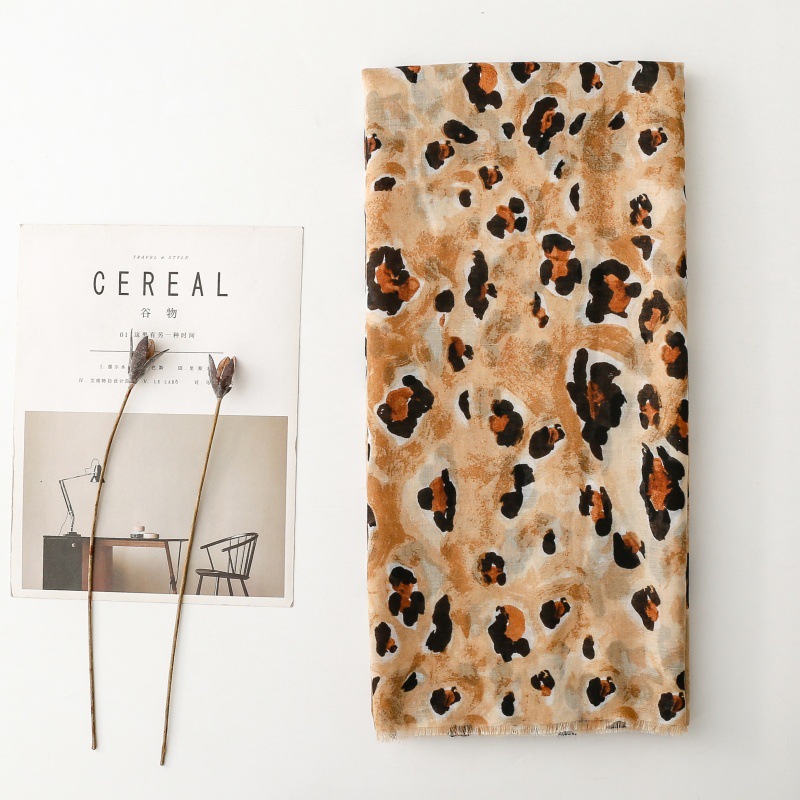 Leopard print cotton scarf wholesale