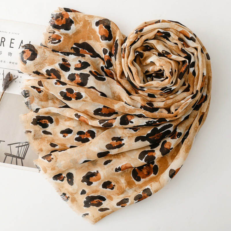 Leopard print cotton scarf wholesale
