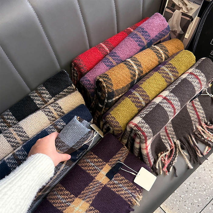 Wholesale cashmere plaid scarf women