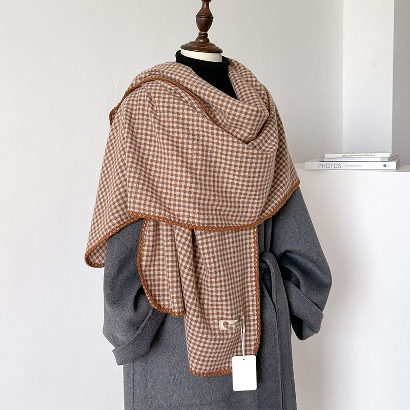 black plaid cashmere scarf