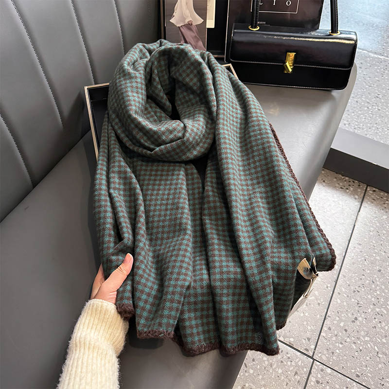 black plaid cashmere scarf