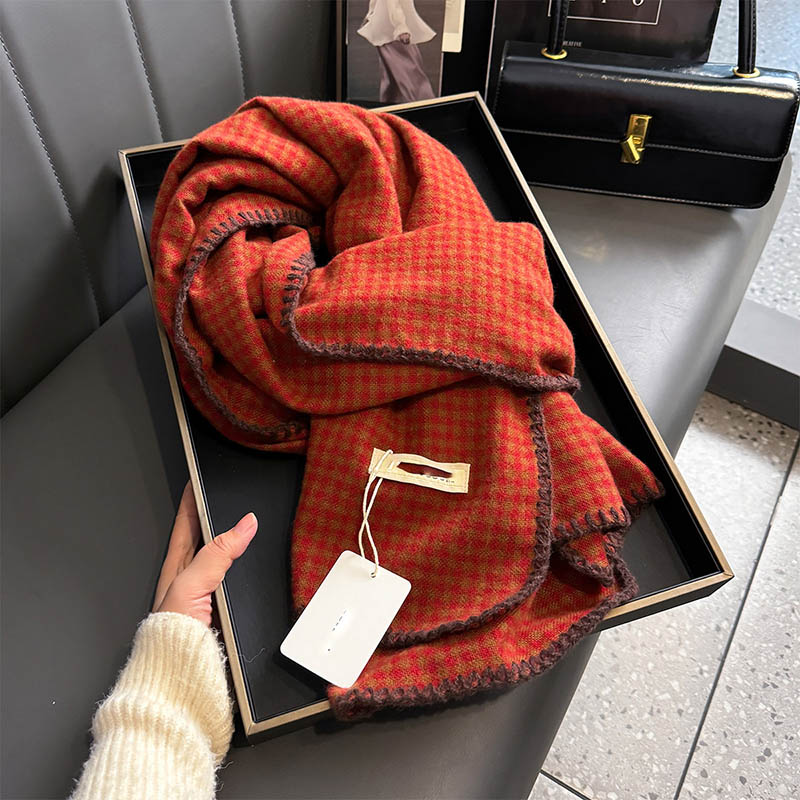 black plaid cashmere scarf