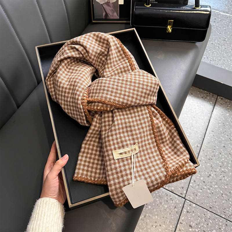 black plaid cashmere scarf