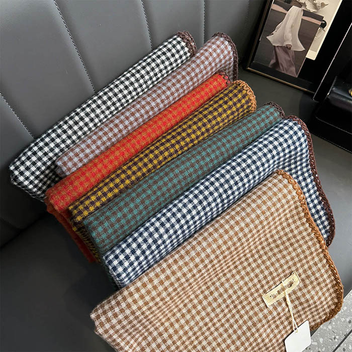black plaid cashmere scarf