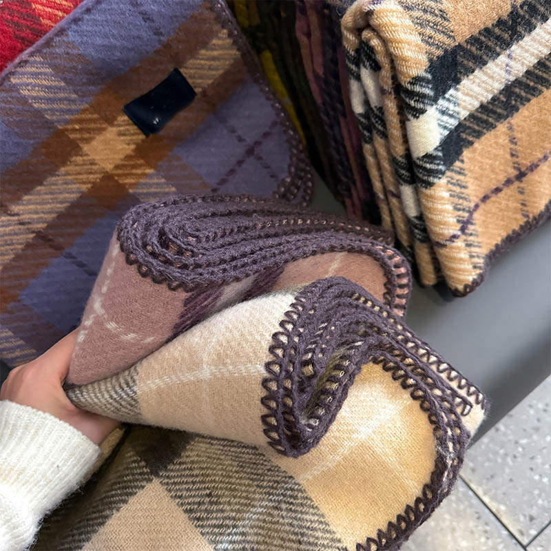 pink plaid cashmere scarf Wholesale