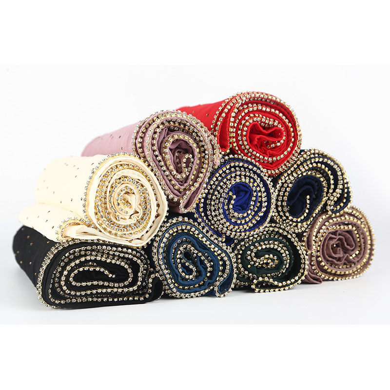 Wholesale Pearl chiffon diamond headscarf