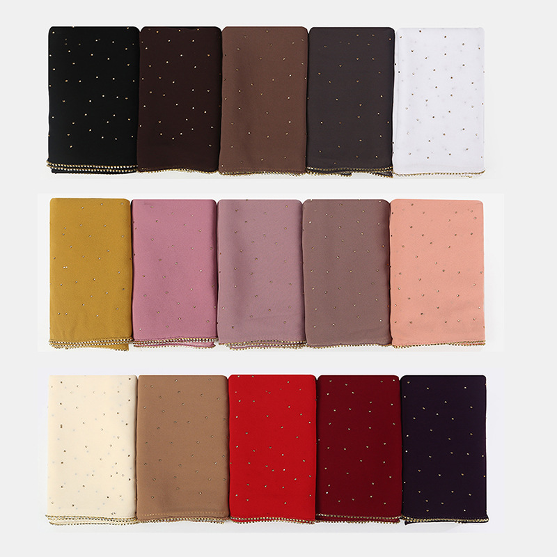 Wholesale Pearl chiffon diamond headscarf