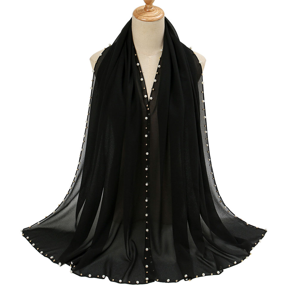 Custom Monochrome Plain Pearl Chiffon Scarf