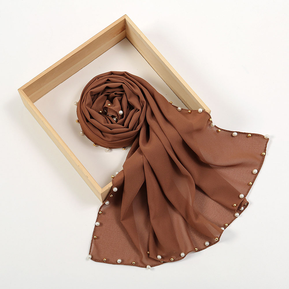 Custom Monochrome Plain Pearl Chiffon Scarf