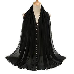 Custom Monochrome Plain Pearl Chiffon Scarf