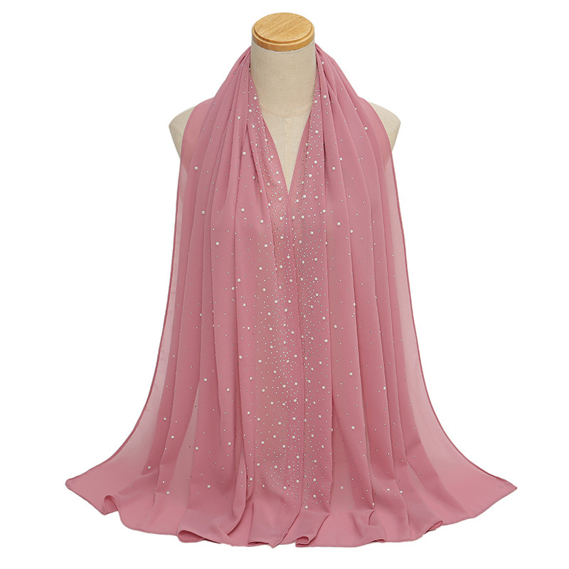 Wholesale Hot Diamond Pearl Chiffon Head Scarf