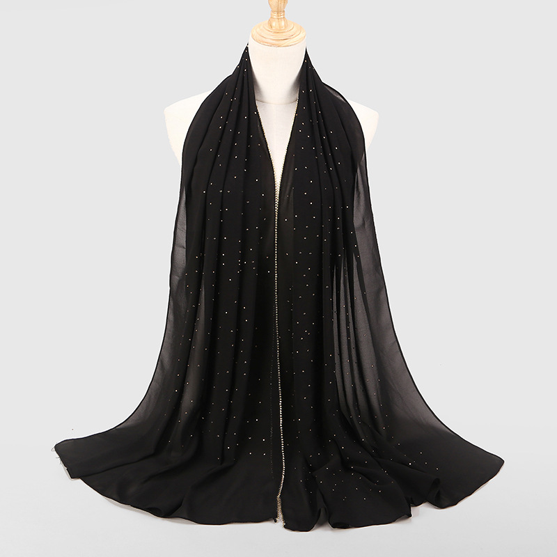 Wholesale Pearl chiffon diamond headscarf