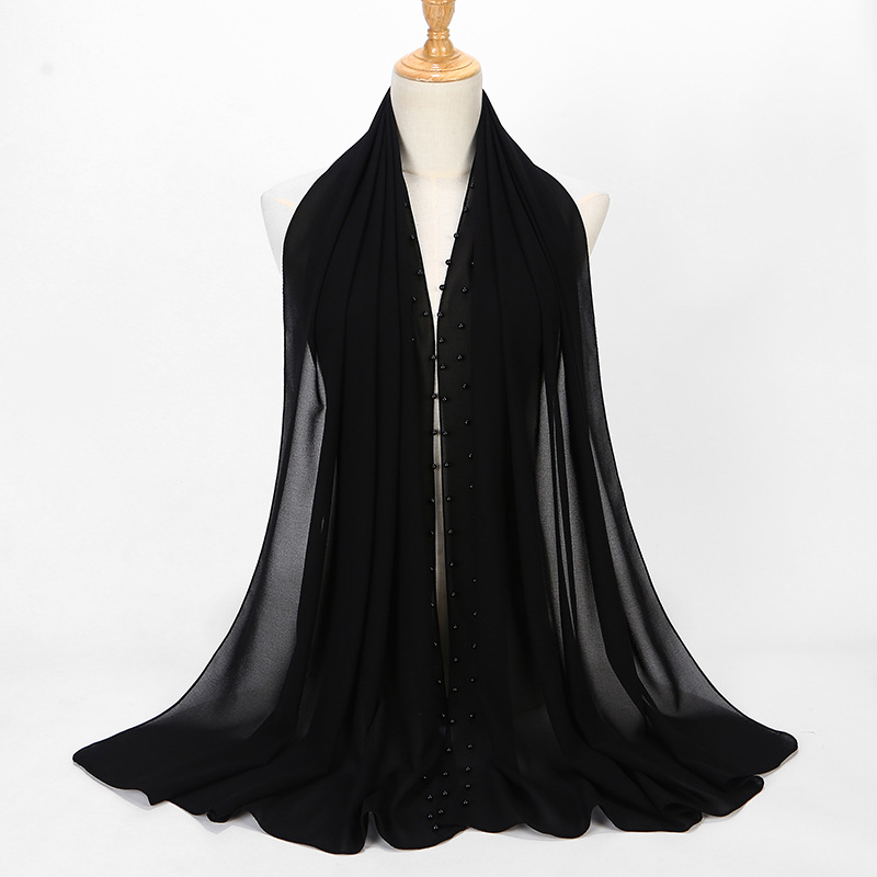 Wholesale Rhinestones Pearl Chiffon Hijab Scarf