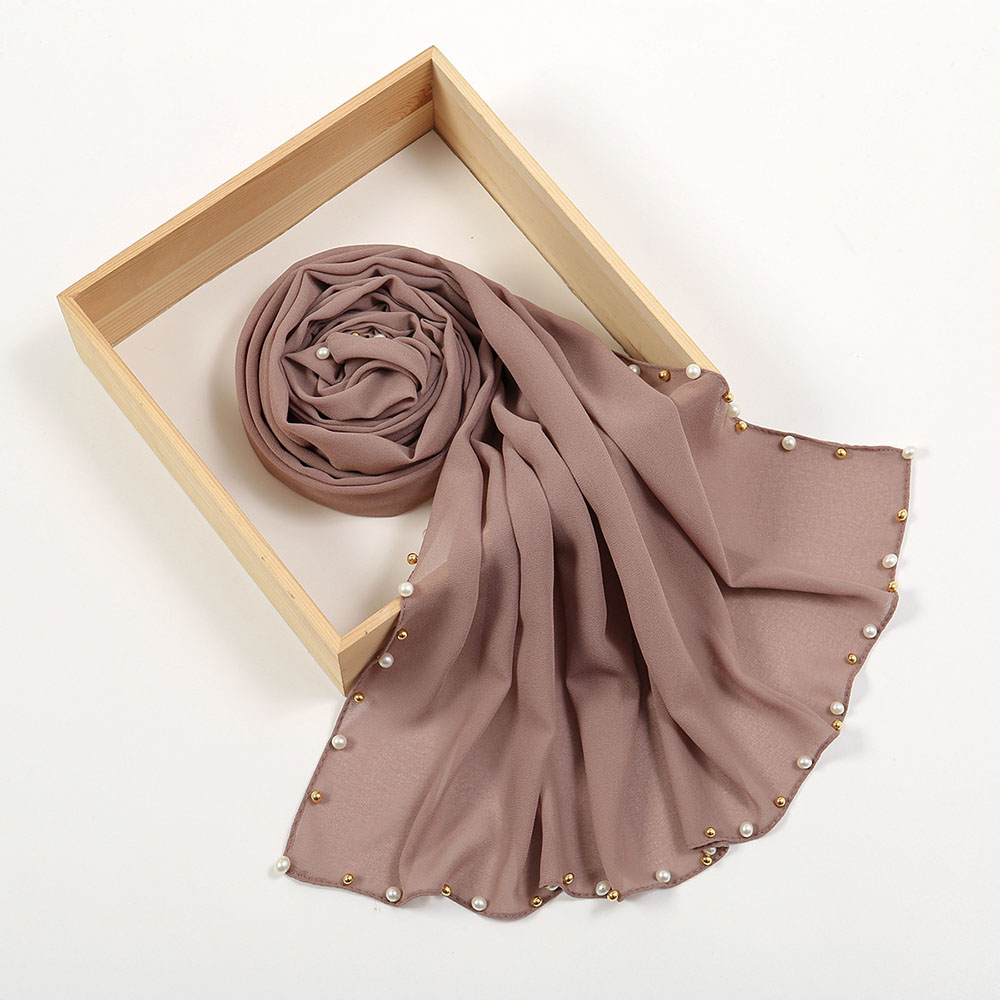 Custom Monochrome Plain Pearl Chiffon Scarf