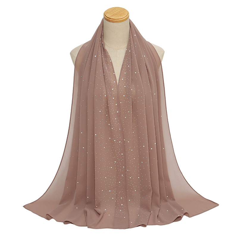 Wholesale Hot Diamond Pearl Chiffon Head Scarf