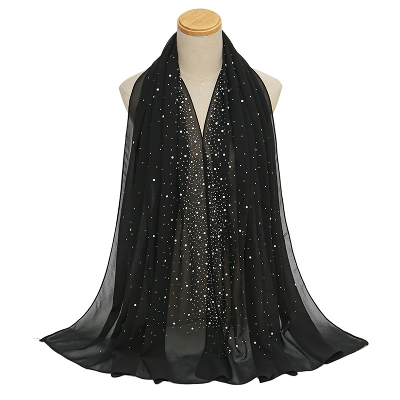 Wholesale Hot Diamond Pearl Chiffon Head Scarf
