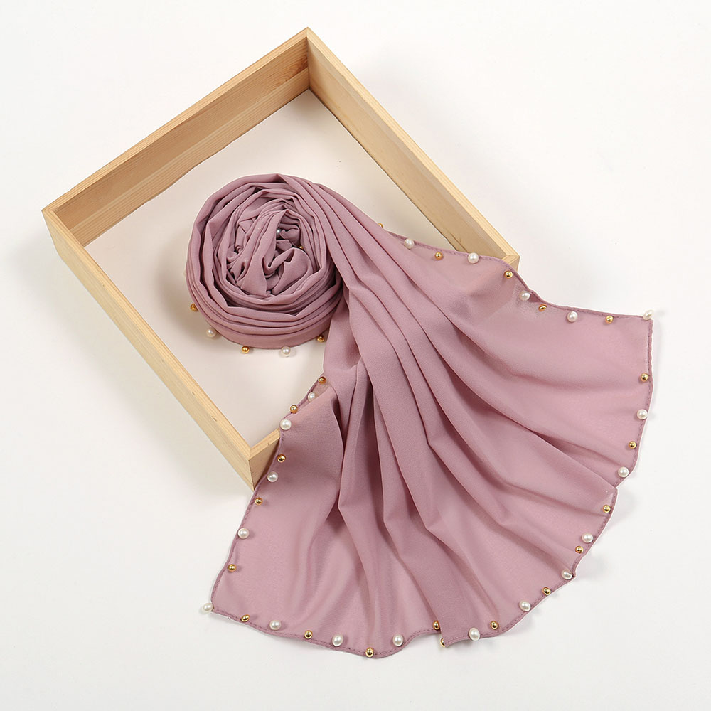 Custom Monochrome Plain Pearl Chiffon Scarf