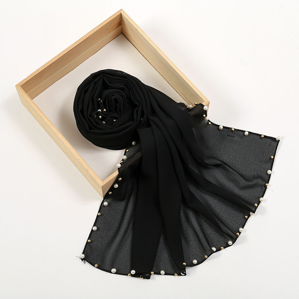Custom Monochrome Plain Pearl Chiffon Scarf