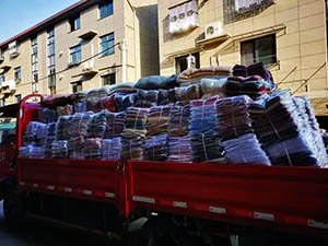 Scarf fabric cut loaded for shipment 20000 chiffon scarves