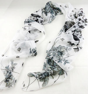 100% silk georgette, pastoral style scarf