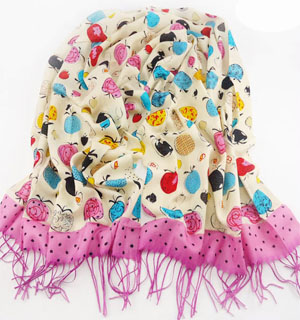 UK fruit wool scarves