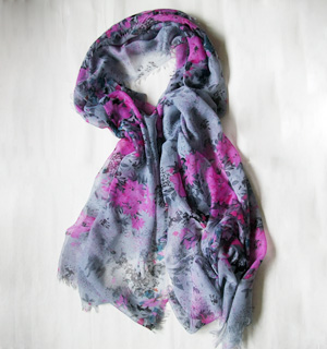 Floral linen scarf