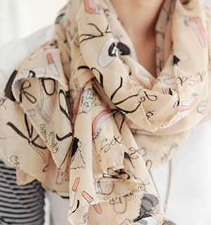 Love high heels lipstick graffiti Scarves