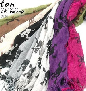Linen Cotton Blends Skull Scarf