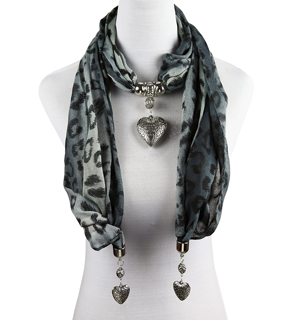 jewel beads pendant scarf necklace