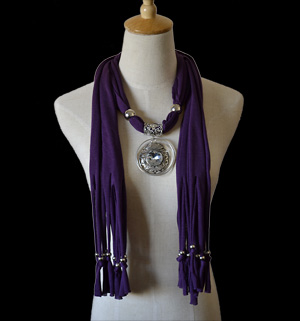 jewelry scarf with metal pendant