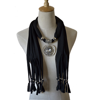 jewelry scarf with metal pendant