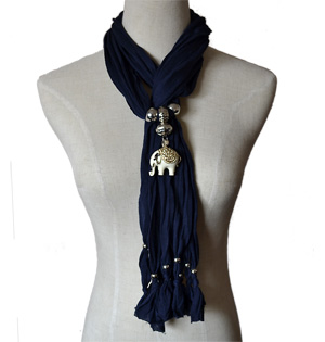 Long Heart Charm Pendant Necklace Scarf