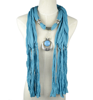 Jewelry Scarf with Charm Cotton Necklaces