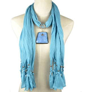 Jewelry Scarf with Pendant Charm Cotton Necklaces