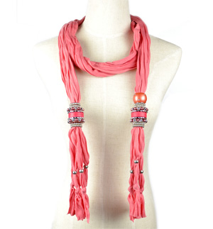Scarf with jewelry