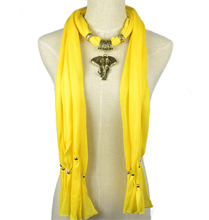 Elephant alloy pendant scarf
