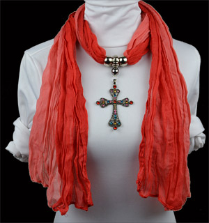 Europe Fashion Design Cross Pendant Necklace Scarf