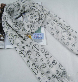 Peace symbol scarf linen scarf