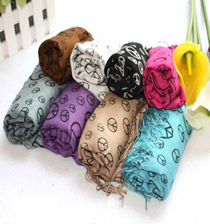 Peace symbol scarf linen scarf