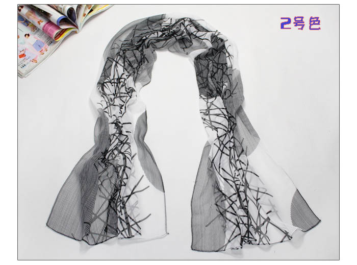 Chinese ink painting silk scarf
