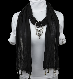 Black wild Pendant Scarf alloy