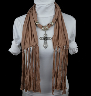 Cross flower jewelry scarf
