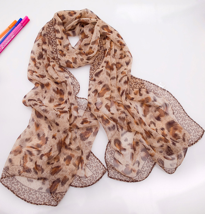 Chiffon ladies section shawls decorative wild leopard scarf