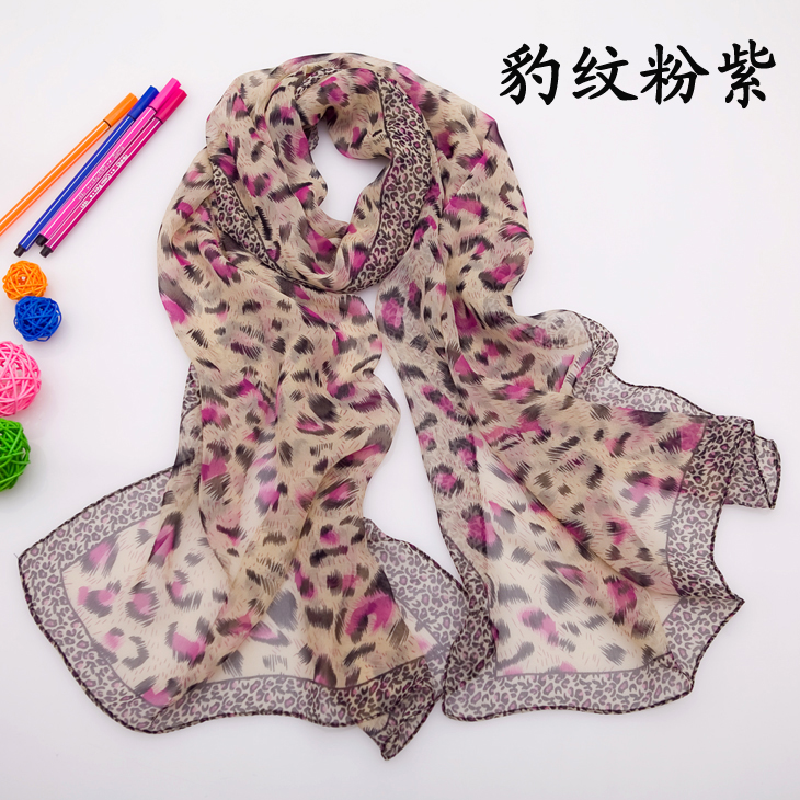 Chiffon ladies section shawls decorative wild leopard scarf