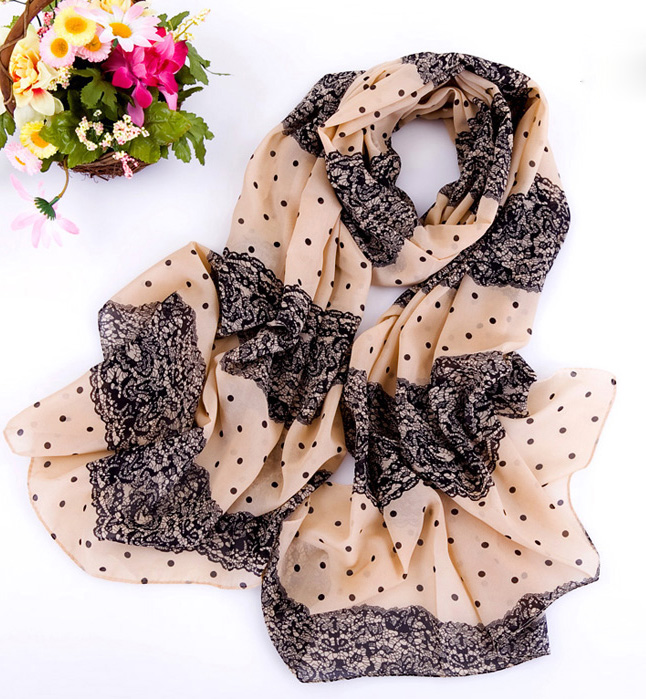 wholesale usa creen scarves lace dot silk scarf
