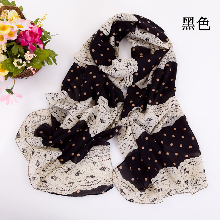 wholesale usa creen scarves lace dot silk scarf