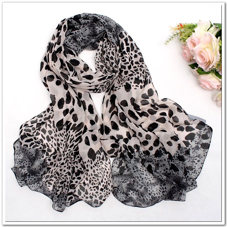 leopard scarf silk chiffon scarves women